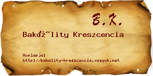 Bakálity Kreszcencia névjegykártya